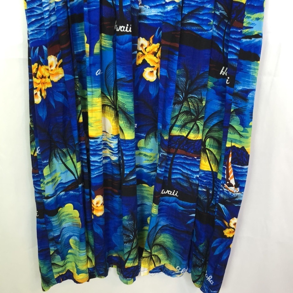 Aloha Hut Hawaii Women's Sleeveless Maxi Dress Blue Sunset Print Size Plus - Picture 8 of 11